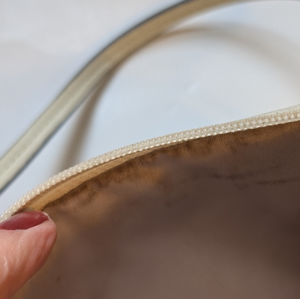 Coach perforated logo leather wristlet in a off-white color in VGUC - Picture 13 of 16